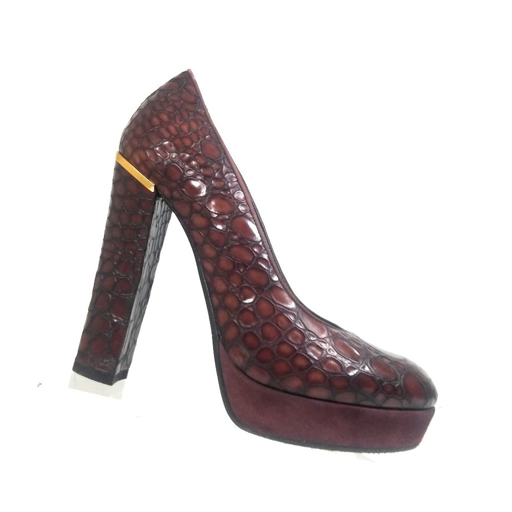 Baldan Women Croc Print Purple Platform Pumps 37